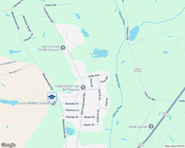 map of restaurants, bars, coffee shops, grocery stores, and more near 115 Holly Avenue in Dunn