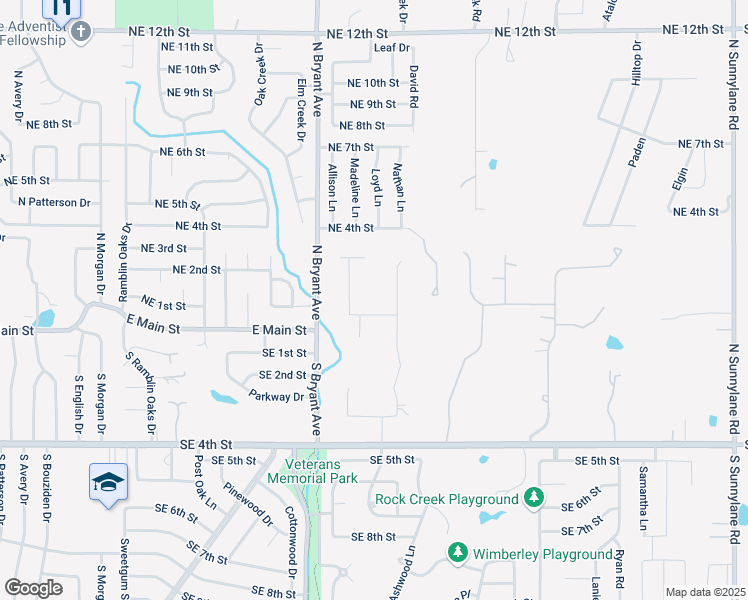 map of restaurants, bars, coffee shops, grocery stores, and more near 113 North Wyndemere Lakes Drive in Moore