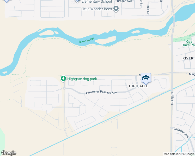 map of restaurants, bars, coffee shops, grocery stores, and more near 14004 Barbon Beck Avenue in Bakersfield