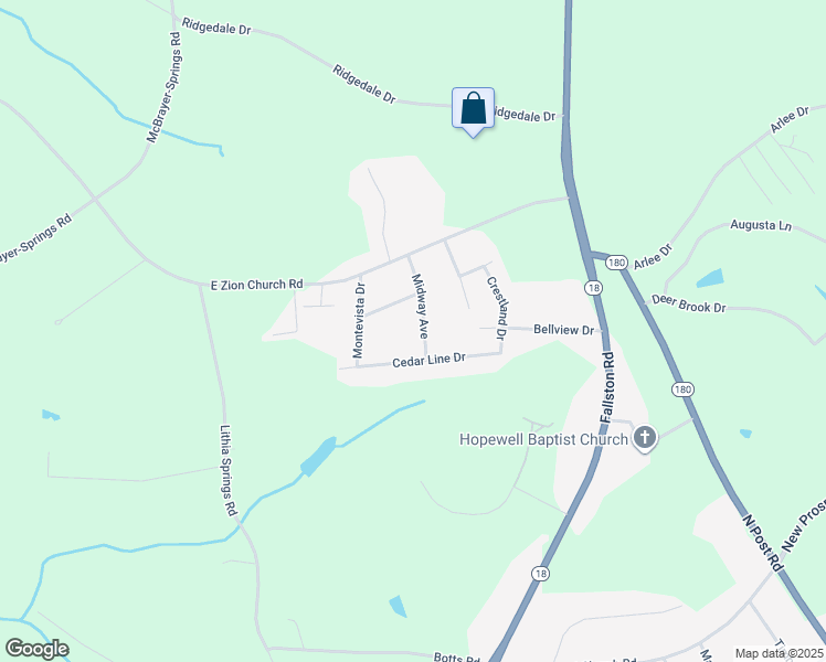 map of restaurants, bars, coffee shops, grocery stores, and more near 1678 Midway Avenue in Shelby