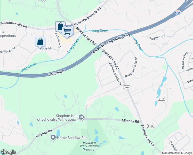 map of restaurants, bars, coffee shops, grocery stores, and more near 4013 Dover Downs Drive in Charlotte