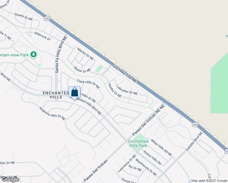 map of restaurants, bars, coffee shops, grocery stores, and more near 7065 Husky Drive Northeast in Rio Rancho
