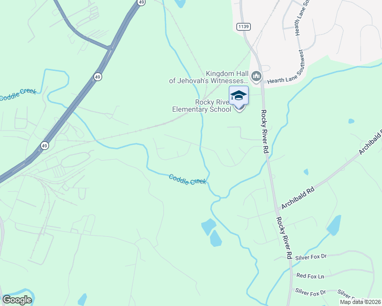 map of restaurants, bars, coffee shops, grocery stores, and more near 5202 Moonlight Trail Southwest in Concord
