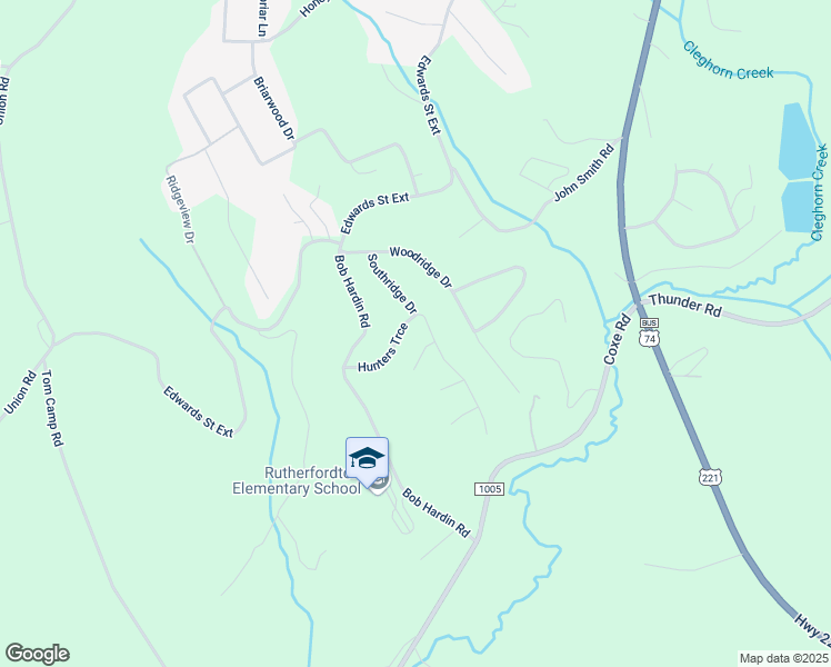 map of restaurants, bars, coffee shops, grocery stores, and more near 197 Hunters Trace in Rutherfordton