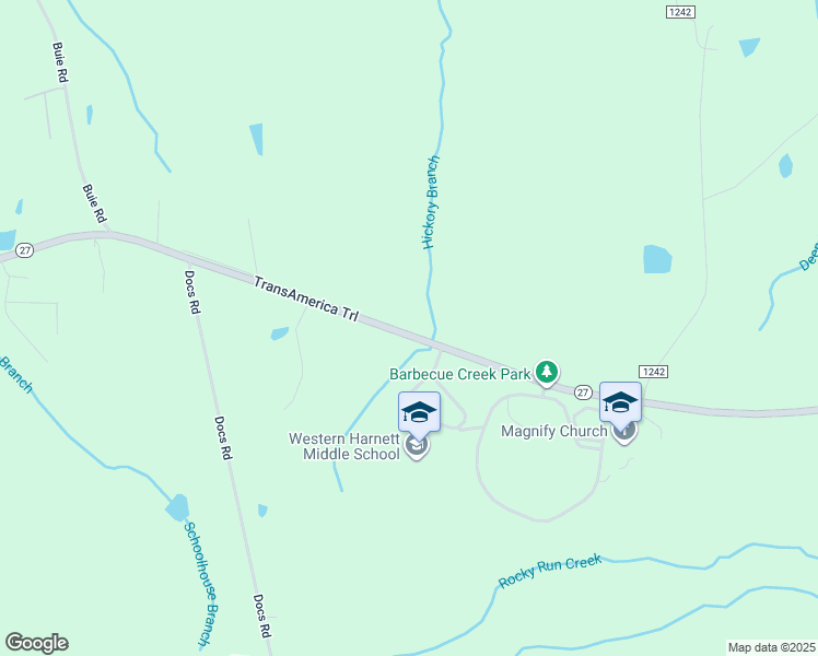 map of restaurants, bars, coffee shops, grocery stores, and more near 11220 North Carolina 27 in Lillington
