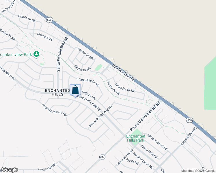 map of restaurants, bars, coffee shops, grocery stores, and more near 7032 Husky Drive Northeast in Rio Rancho