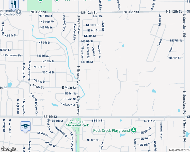 map of restaurants, bars, coffee shops, grocery stores, and more near 113 N Wyndemere Lakes Dr in Moore