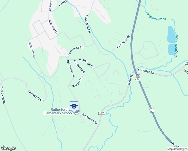 map of restaurants, bars, coffee shops, grocery stores, and more near 274 Woodridge Drive in Rutherfordton