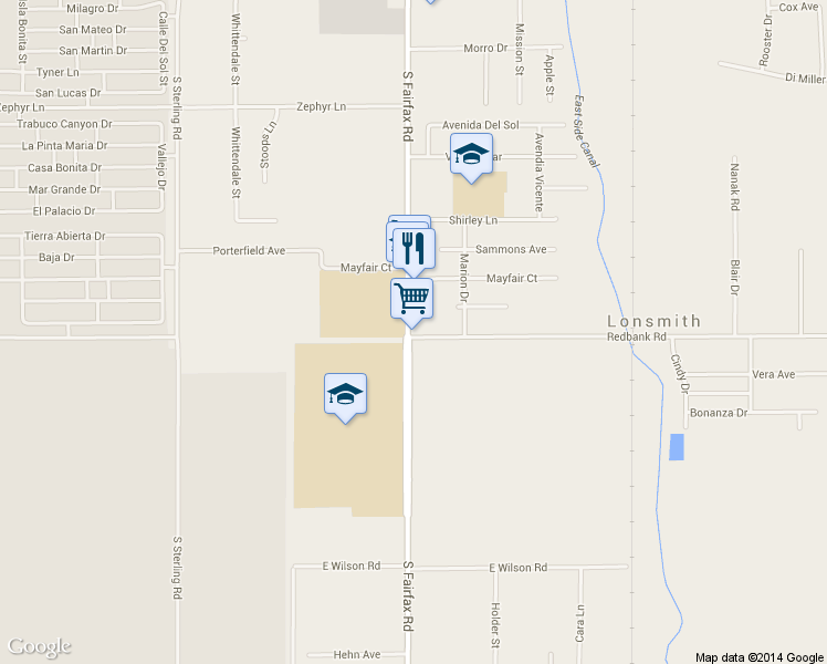 map of restaurants, bars, coffee shops, grocery stores, and more near 4700 Redbank Rd in Bakersfield