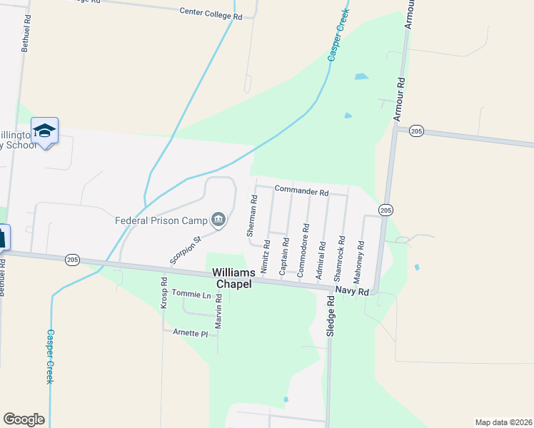 map of restaurants, bars, coffee shops, grocery stores, and more near 7838 Nimitz Road in Millington