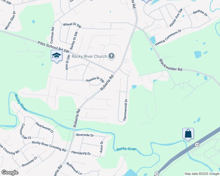 map of restaurants, bars, coffee shops, grocery stores, and more near 5455 Roberta Meadows Court in Concord