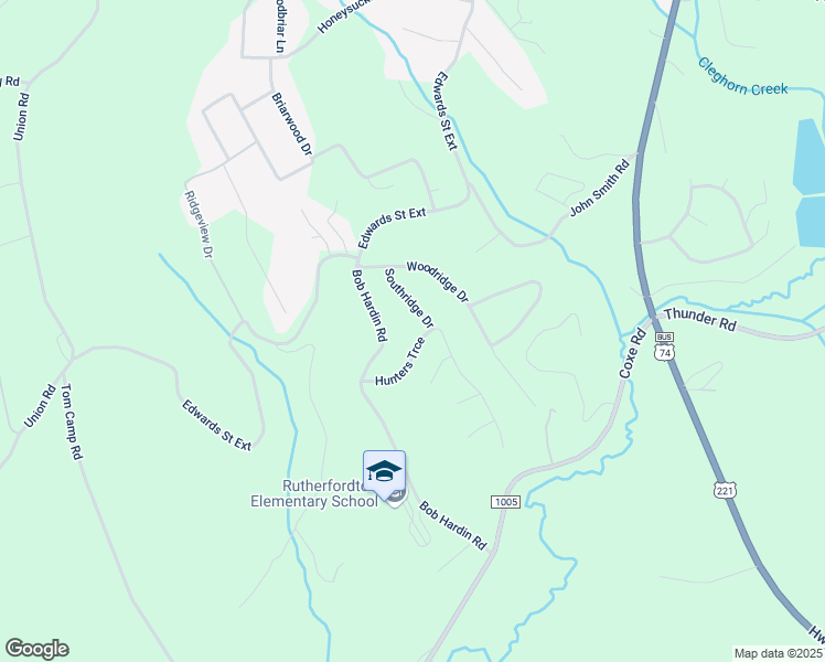 map of restaurants, bars, coffee shops, grocery stores, and more near 197 Hunters Trace in Rutherfordton