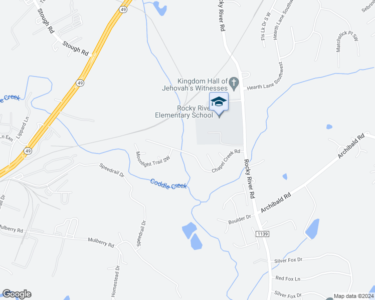 map of restaurants, bars, coffee shops, grocery stores, and more near 2020 Chapel Creek Road in Concord