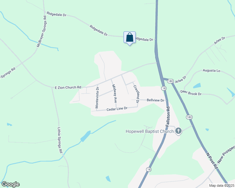 map of restaurants, bars, coffee shops, grocery stores, and more near 1678 Midway Avenue in Shelby