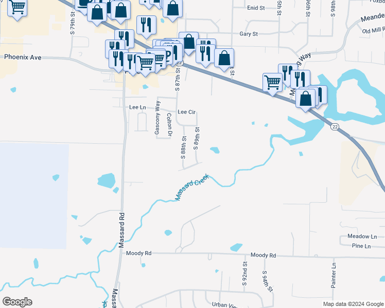 map of restaurants, bars, coffee shops, grocery stores, and more near 4306 South 89th Street in Fort Smith