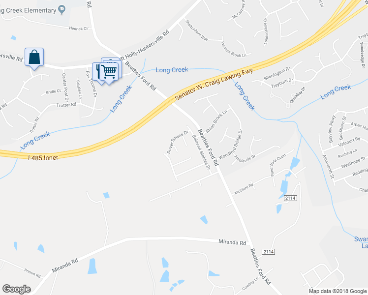 map of restaurants, bars, coffee shops, grocery stores, and more near 8215 Holly Tree Lane in Charlotte