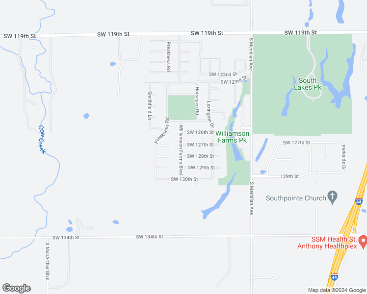 map of restaurants, bars, coffee shops, grocery stores, and more near 4916 Southwest 127th Street in Oklahoma City
