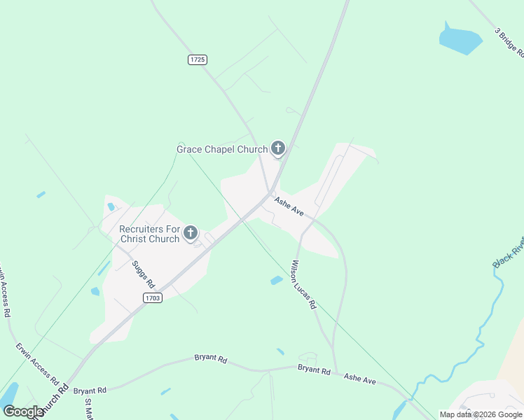 map of restaurants, bars, coffee shops, grocery stores, and more near 1176 Red Hill Church Road in Dunn