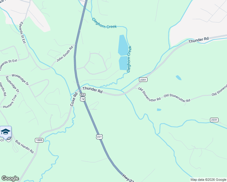 map of restaurants, bars, coffee shops, grocery stores, and more near 238 Thunder Road in Rutherfordton