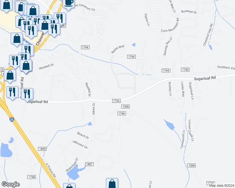 map of restaurants, bars, coffee shops, grocery stores, and more near in Henderson County