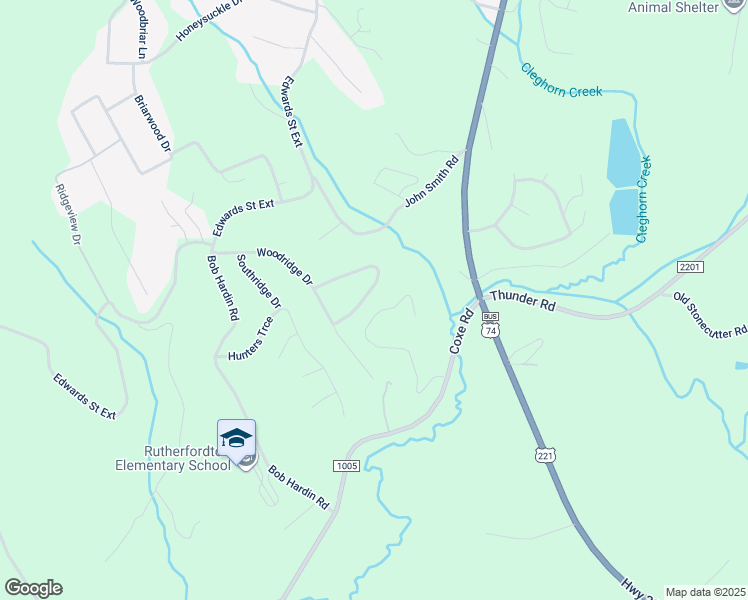 map of restaurants, bars, coffee shops, grocery stores, and more near 227 Beechtree Circle in Rutherfordton