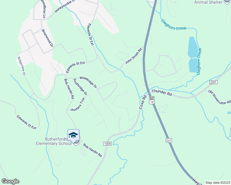 map of restaurants, bars, coffee shops, grocery stores, and more near 227 Beechtree Circle in Rutherfordton
