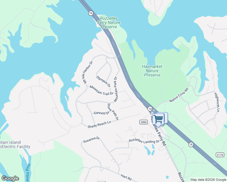 map of restaurants, bars, coffee shops, grocery stores, and more near 2053 Mountain Park Drive in Charlotte