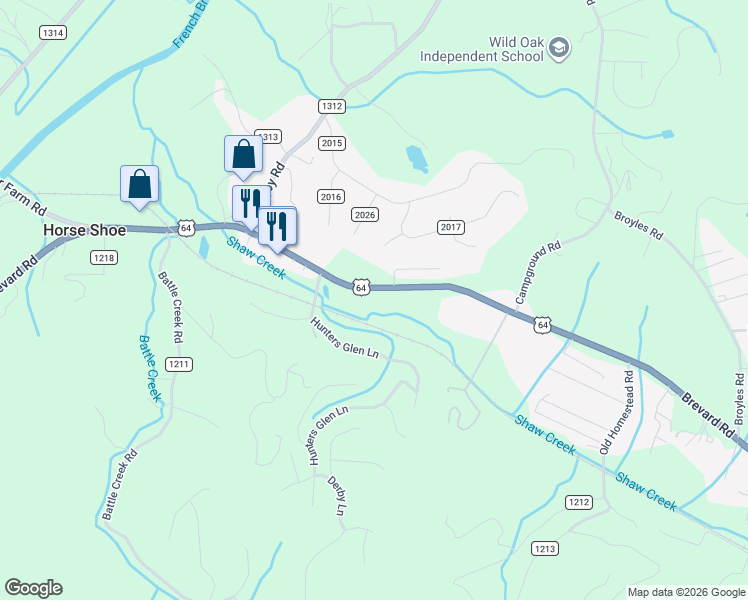 map of restaurants, bars, coffee shops, grocery stores, and more near 3712 Brevard Road in Hendersonville