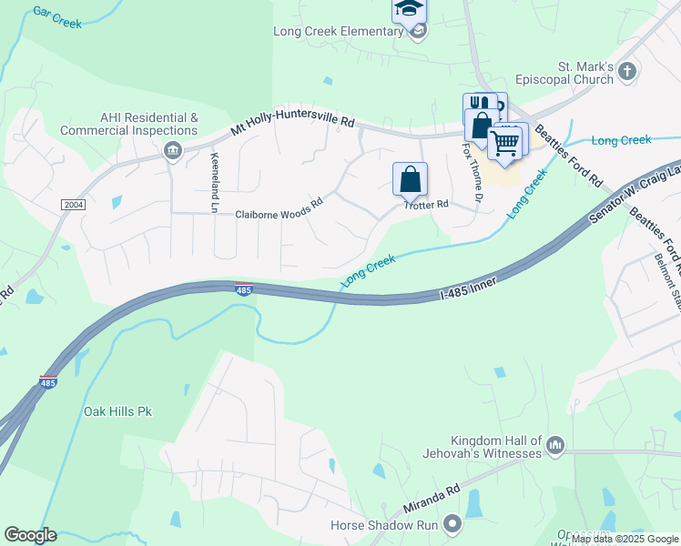 map of restaurants, bars, coffee shops, grocery stores, and more near 7422 Trotter Road in Charlotte