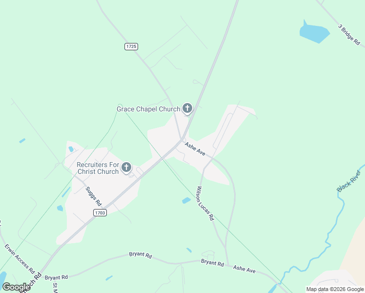 map of restaurants, bars, coffee shops, grocery stores, and more near 1176 Red Hill Church Road in Dunn