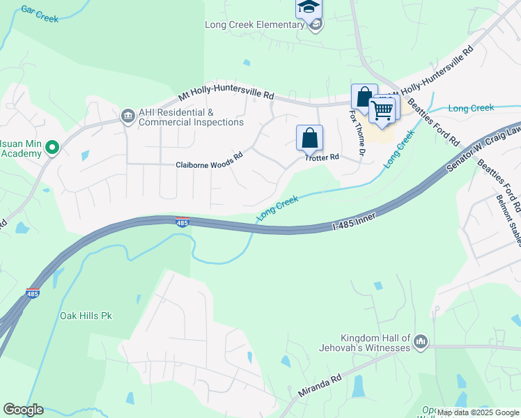 map of restaurants, bars, coffee shops, grocery stores, and more near Governor James G Martin Freeway in Charlotte