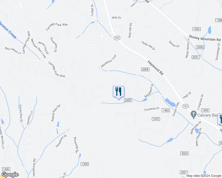 map of restaurants, bars, coffee shops, grocery stores, and more near 159 Long John Drive in Hendersonville