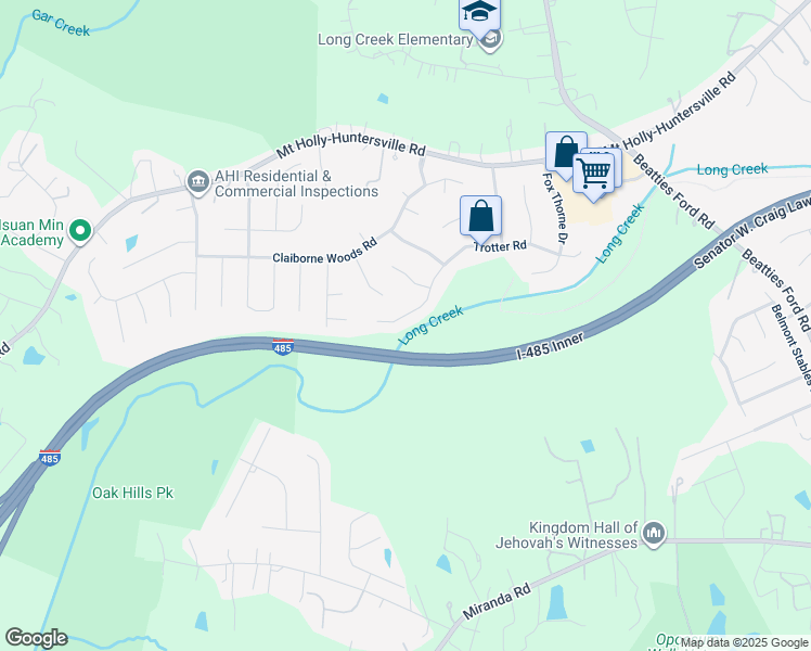 map of restaurants, bars, coffee shops, grocery stores, and more near Governor James G Martin Freeway in Charlotte