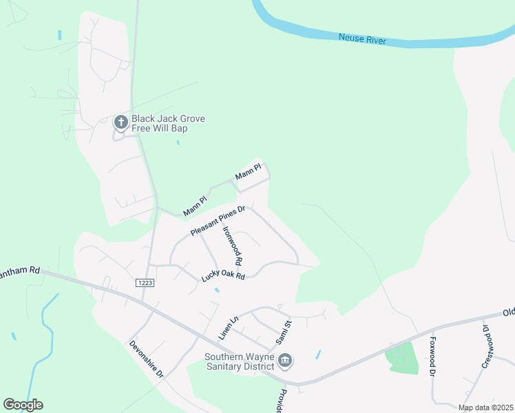 map of restaurants, bars, coffee shops, grocery stores, and more near 401 Pleasant Pines Drive in Goldsboro