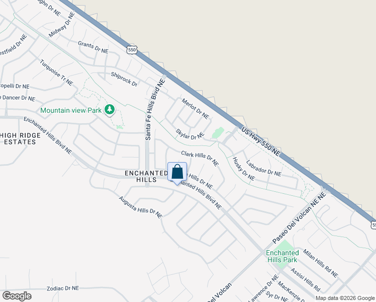 map of restaurants, bars, coffee shops, grocery stores, and more near 6952 Skylar Drive Northeast in Rio Rancho