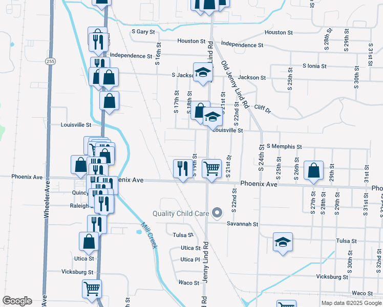 map of restaurants, bars, coffee shops, grocery stores, and more near 4405 South 19th Street in Fort Smith