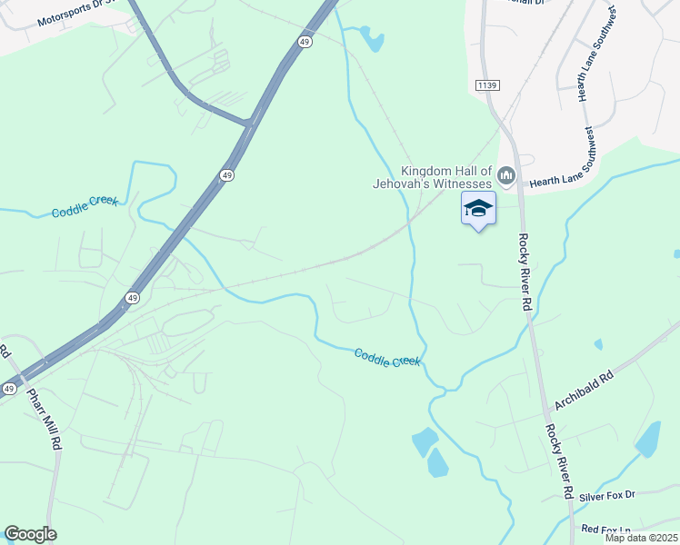 map of restaurants, bars, coffee shops, grocery stores, and more near 2096 Chapel Creek Road Southwest in Concord