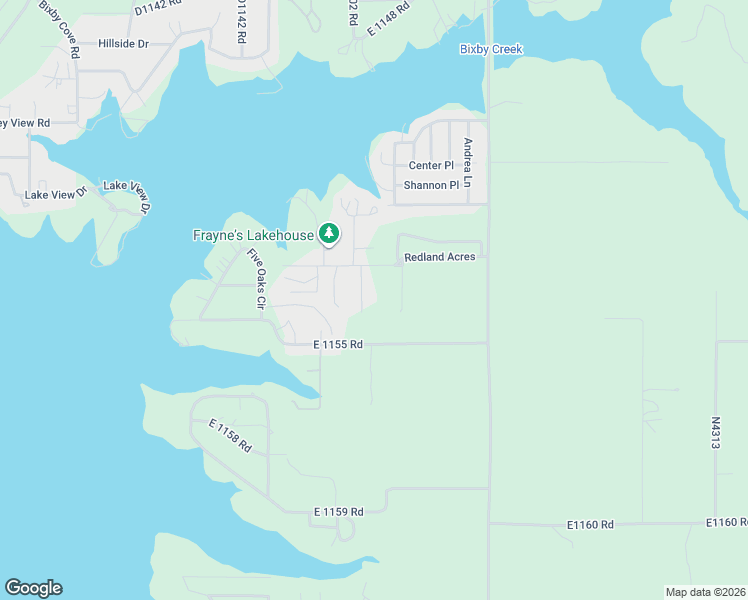 map of restaurants, bars, coffee shops, grocery stores, and more near 430274 East 1145 Road in Porum