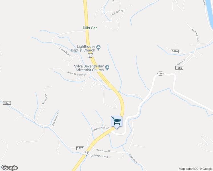 map of restaurants, bars, coffee shops, grocery stores, and more near 219 Cagle Bridge Road in Sylva