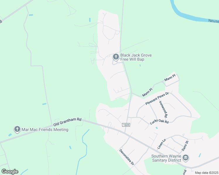 map of restaurants, bars, coffee shops, grocery stores, and more near 109 South Fork Place in Goldsboro