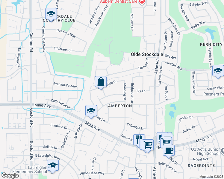 map of restaurants, bars, coffee shops, grocery stores, and more near 1408 Gold Rush Court in Bakersfield