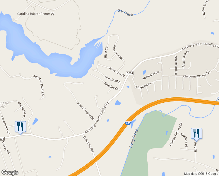map of restaurants, bars, coffee shops, grocery stores, and more near 6534 Riverine Drive in Charlotte