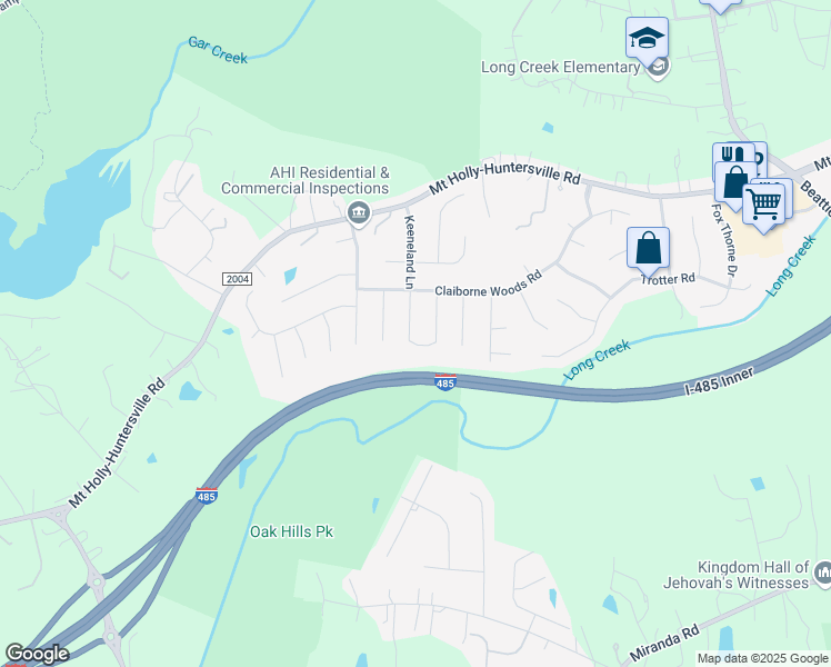 map of restaurants, bars, coffee shops, grocery stores, and more near 4514 Keeneland Lane in Charlotte