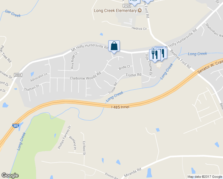 map of restaurants, bars, coffee shops, grocery stores, and more near 7515 Trotter Road in Charlotte
