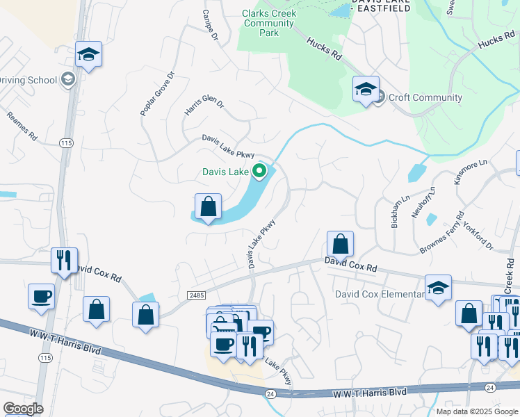 map of restaurants, bars, coffee shops, grocery stores, and more near 5028 Old Fox Trail in Charlotte