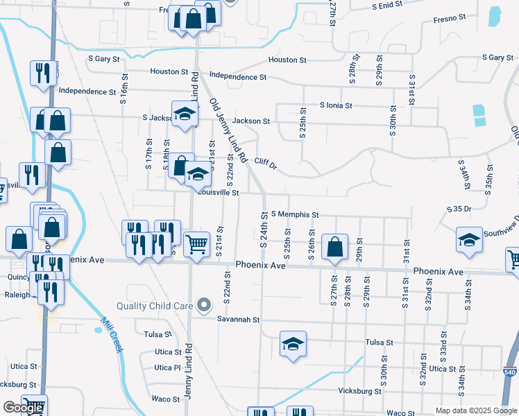 map of restaurants, bars, coffee shops, grocery stores, and more near 4310 South 24th Street in Fort Smith