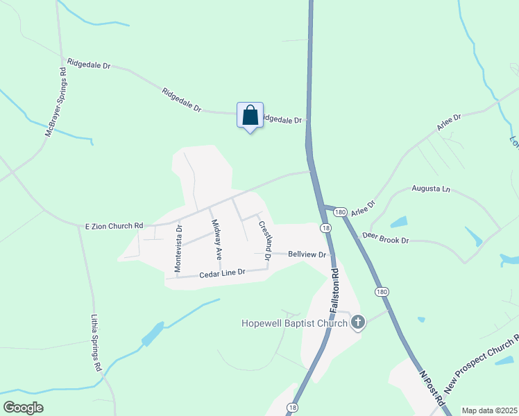 map of restaurants, bars, coffee shops, grocery stores, and more near 859 Springmont Street in Shelby