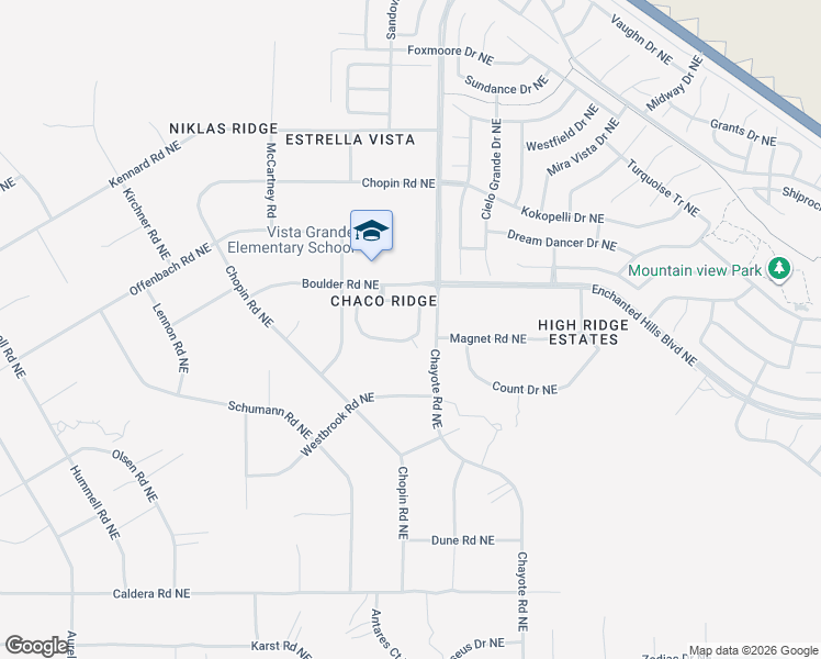 map of restaurants, bars, coffee shops, grocery stores, and more near 5866 Chaco Loop Northeast in Rio Rancho