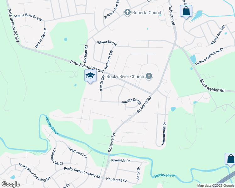 map of restaurants, bars, coffee shops, grocery stores, and more near 5328 Jeff Yates Street Southwest in Concord