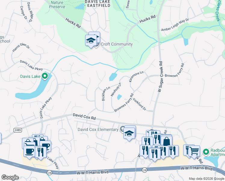 map of restaurants, bars, coffee shops, grocery stores, and more near in Charlotte